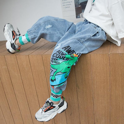 Jeans for boys Teenage Children Jeans Elastic Waist Denim Pants-TB01273-Veeddydropshipping
