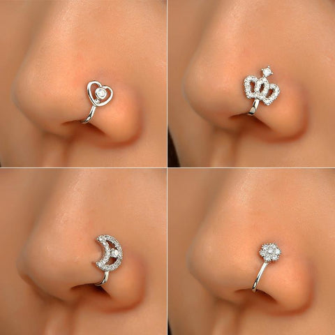 Crystal Nose Piercing Body Jewelry Floral Nose Hoop Nostril Nose Ring-JW01377-Veeddydropshipping