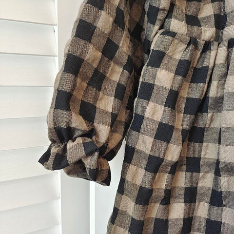 2022 Autumn Children Girls Dress Vestido New Long Sleeve Linen Cotton-TB00883-Veeddydropshipping