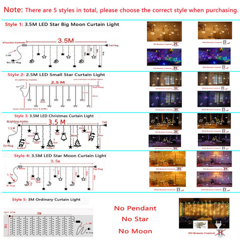 Star Moon Led Curtain Garland String Light-HA00585-Veeddydropshipping