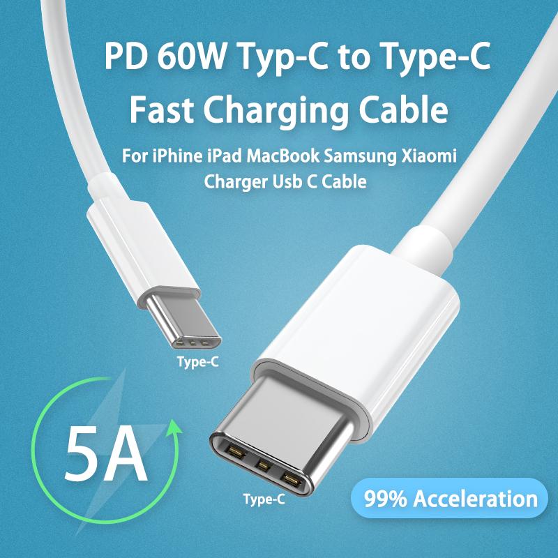 PD 60W Fast Charging Typ-C to Type C Cable For iPhone iPad Samsung Xiaomi Redmi POCO-PA00592-Veeddydropshipping