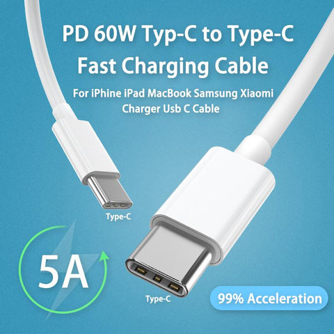 PD 60W Fast Charging Typ-C to Type C Cable For iPhone iPad Samsung Xiaomi Redmi POCO-PA00592-Veeddydropshipping