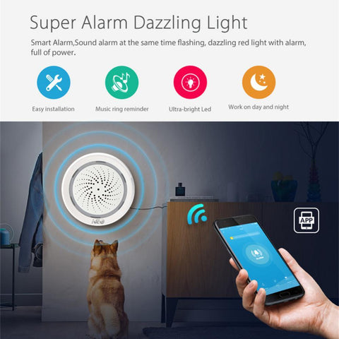Wireless  Alarm Sensor Sound Light With Alexa Google-CO00695-Veeddydropshipping
