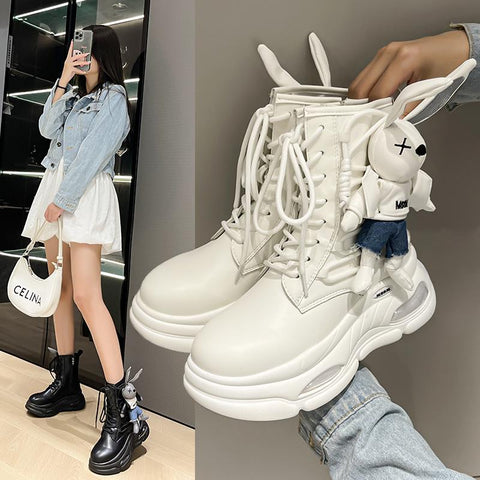 Boots Side Zipper Lace-up Versatile Warm Women Boots-BS00910-Veeddydropshipping