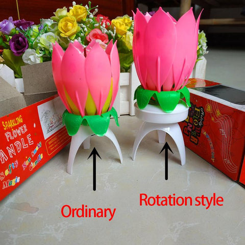 Music Lotus Birthday Candle Music Rotating Candle-HA00359-Veeddydropshipping