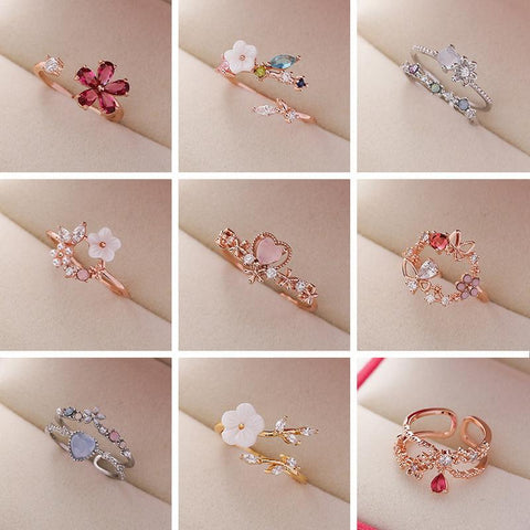 Crystal Zircon Rings Open Rings Wedding Engagement Jewelry  -JW00558-Veeddydropshipping