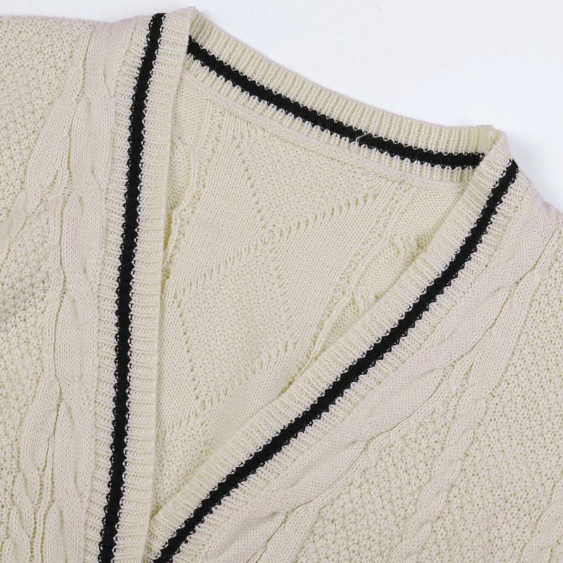 Women Star Embroidered Cardigan V-neck Knitted Sweater-Veeddydropshipping