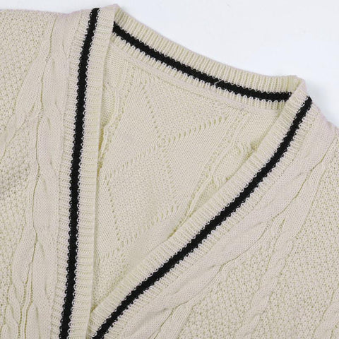 Women Star Embroidered Cardigan V-neck Knitted Sweater-Veeddydropshipping