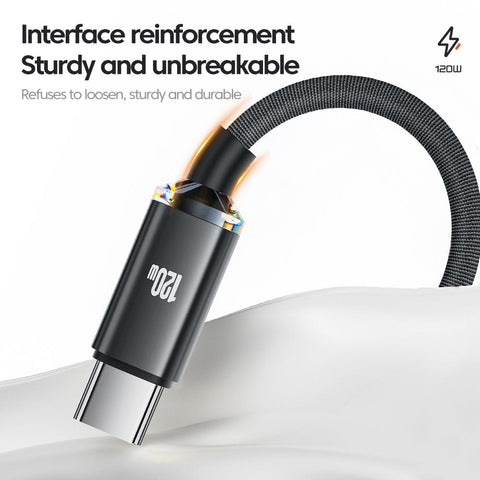120W USB Type C Cable Fast Charging For Huawei P50 por Xiaomi 13 OPPO Samsung W23 Realme USB C-PA00009-Veeddydropshipping