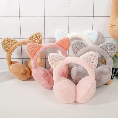 Ear Warmers Glitter Ears Plush Earmuffs-WF01263-Veeddydropshipping