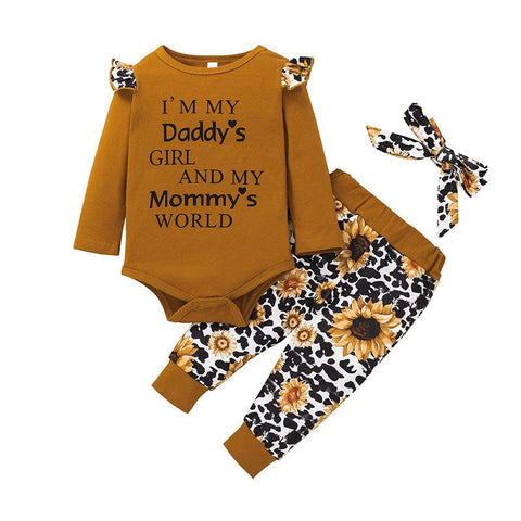 Children&#39;s Letter Two-piece Fall Baby Long Sleeve Halter Trouser-TB00705-Veeddydropshipping