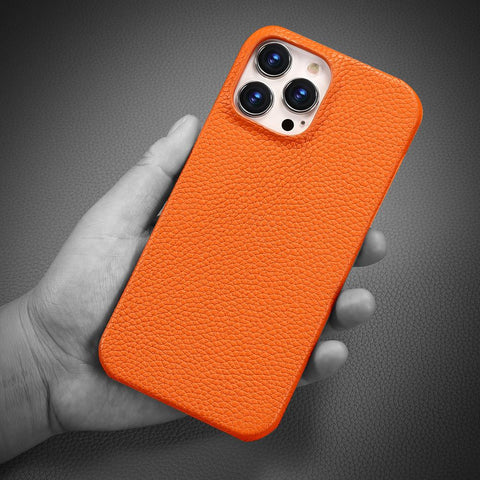 Genuine Cowhide Leather Phone Case for iPhone 13 14 Pro Max 12-PA00181-Veeddydropshipping