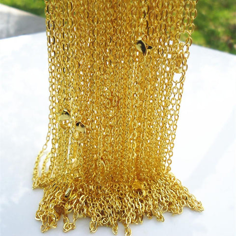 SilverGold plated Fine Chain Necklace With Lobster Clasp -JW00129-Veeddydropshipping