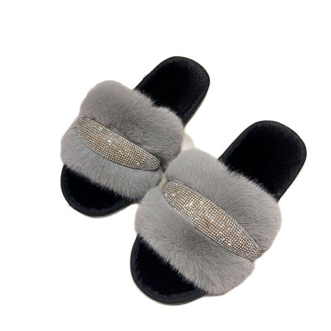 House Shoes For Faux plush Non-Slip Warm Slippers Women-BS01289-Veeddydropshipping