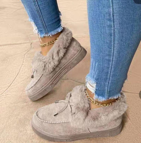 Leather Snow Boots Plush Natural Fur Warm Slip-on Ladies-BS00977-Veeddydropshipping