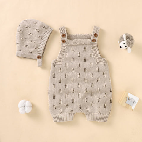 Newborn Baby Rompers Hats Clothes Sets Autumn Winter Solid-TB00299-Veeddydropshipping