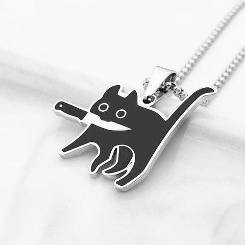Killer Cat Necklace For Women Men  Cat Pendant Chain Jewelry -JW01263-Veeddydropshipping