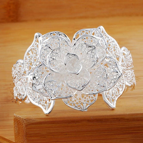 925 sterling Silver Jewelry set  flower-JW00212-Veeddydropshipping