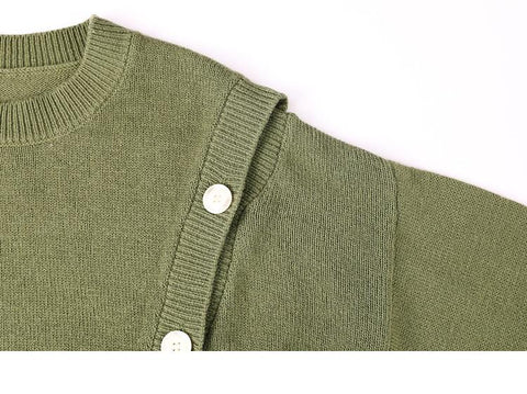 Women Sweaters Pullover Single-breasted Design Knitwears -WF00086-Veeddydropshipping