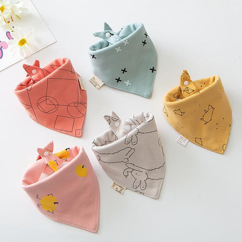 5Pcs Baby Bibs Soft Cotton Animals Baby Drool Bibs Triangle Scarf Comfortable-TB00463-Veeddydropshipping
