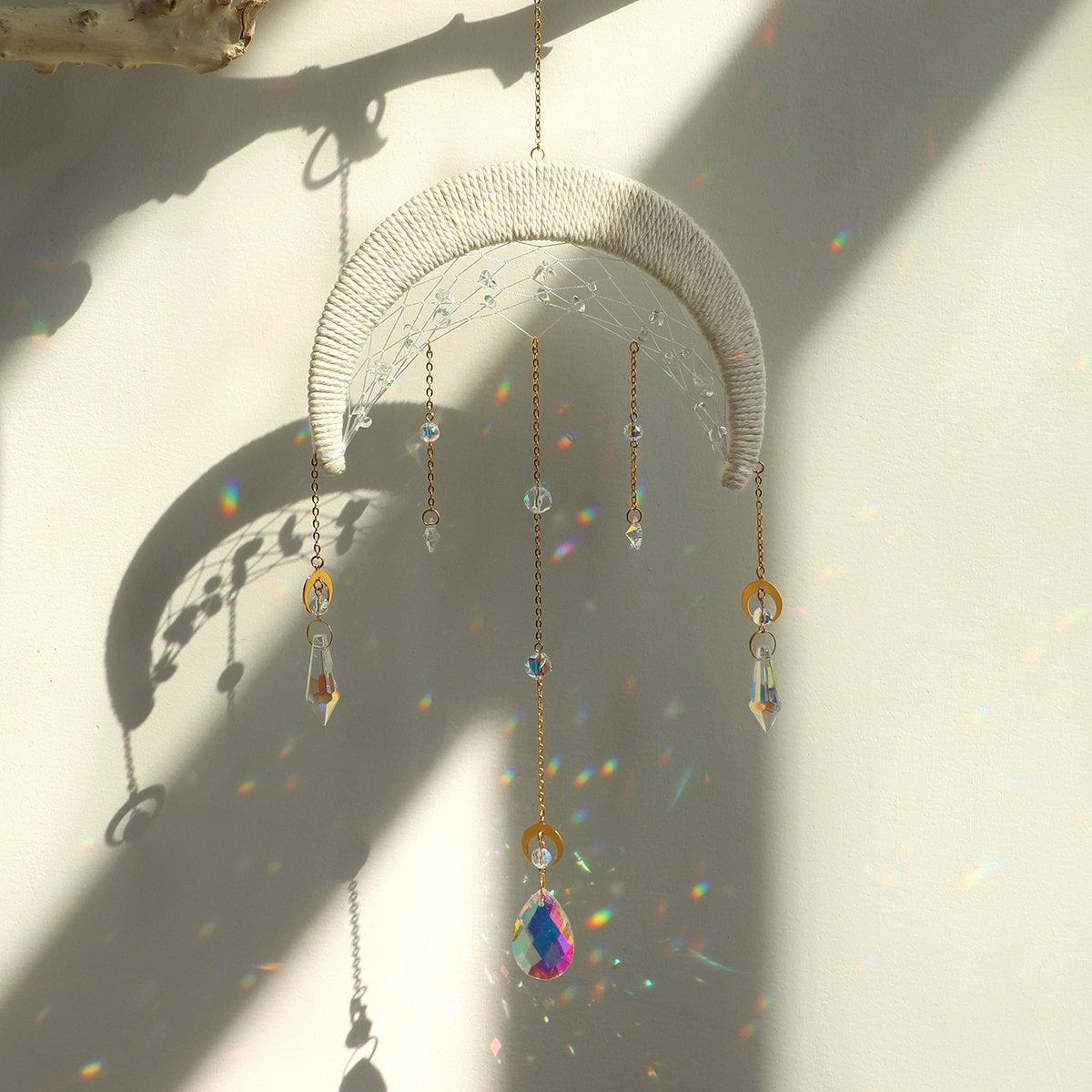 Suncatcher Macrame Dream Catcher Crystal Windchime Light-HA00202-Veeddydropshipping