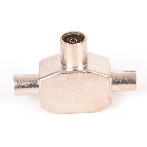 2 Way TV Aerial Coaxial Splitter Coax Metal Signal T Adapter Combiner 2 Male -CE00933-Veeddydropshipping