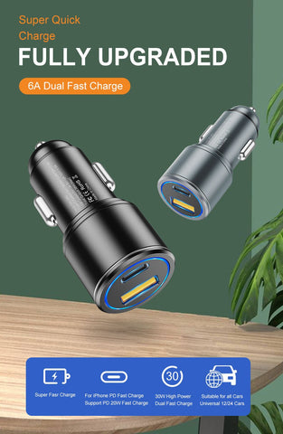 6A USB Car Charger For iphone 13 12 Pro Max Quick Charge-PA01168-Veeddydropshipping
