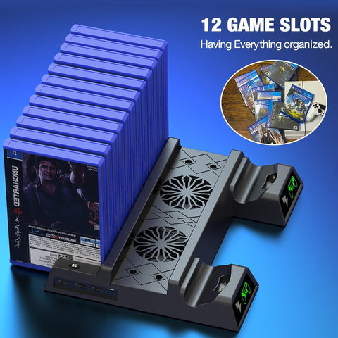 Fans for PS4/PS4 Pro/PS4 Slim Console Vertical Cooling Stand LED Dual Charger PS4-CE01349-Veeddydropshipping
