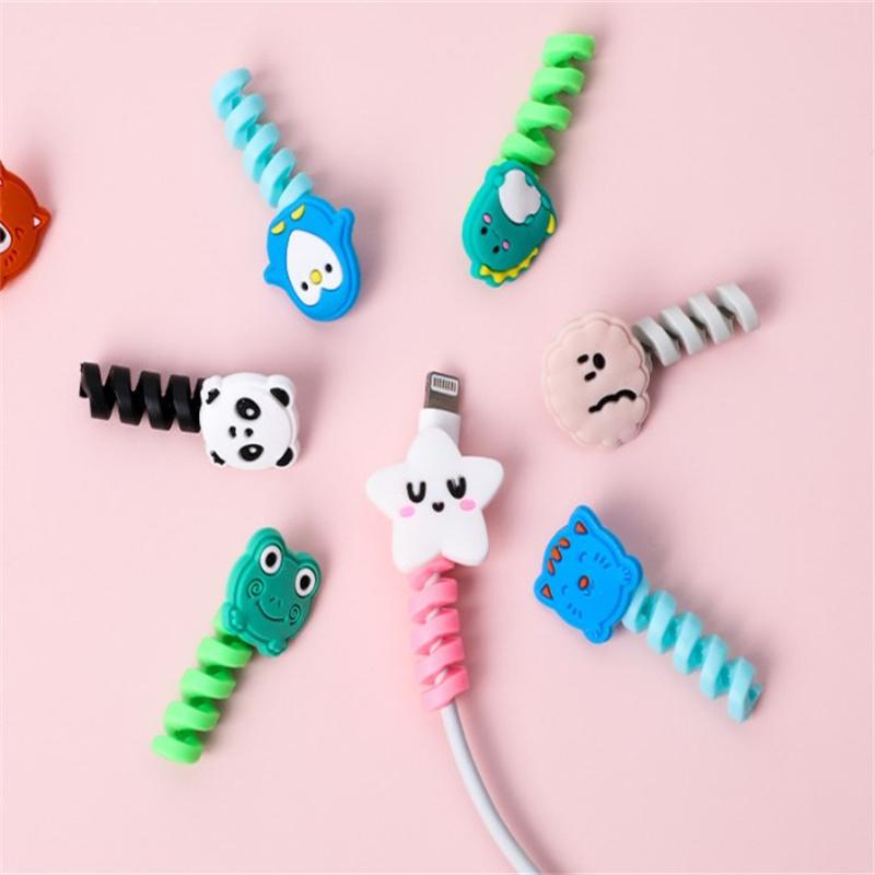 Cartoon Spiral USB Protector Charge Cable Silicone Bobbin Winder For Cell Phone-PA00941-Veeddydropshipping