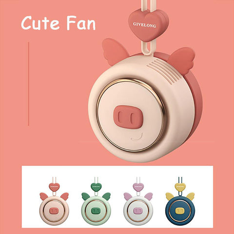 Mini Bladeless Fan Neck Band Hands Free Cute Pet Hanging Rope Portable -CE00693-Veeddydropshipping