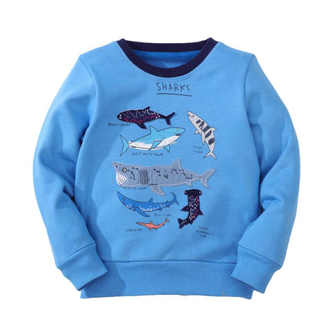 Jumping Meters Boys Long Sleeves Shark Embroidery Pattern Sweatshirts Kids-TB01344-Veeddydropshipping
