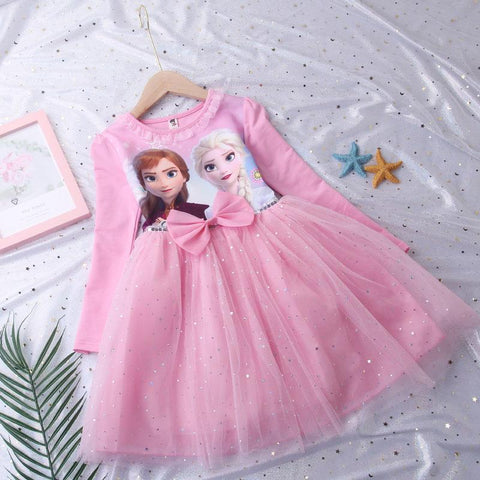 Girls Frozen Princess Dress Baby Girl Elsa Long Sleeve Pure Cotton Dress-TB00838-Veeddydropshipping