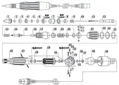 Handle Spindle For Electric manicure machine Nail Drill -BH01044-Veeddydropshipping