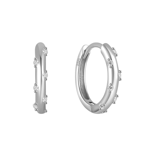 925 Sterling Silver Glossy Hoop Earrings Tiny Cartilage Piercing -JW01459-Veeddydropshipping