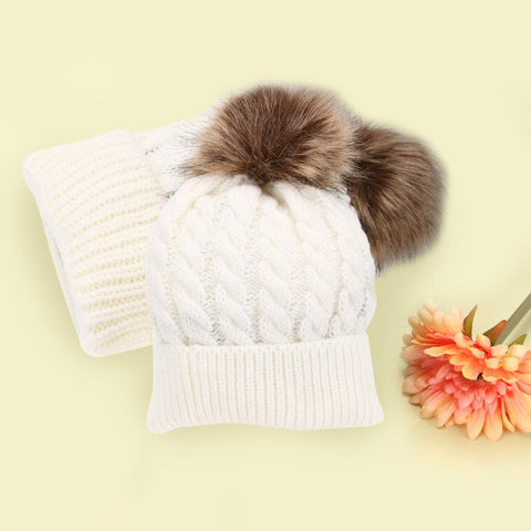 Hats For Baby and Mom Winter Warm Raccoon Fur Hats Daughter-TB00455-Veeddydropshipping