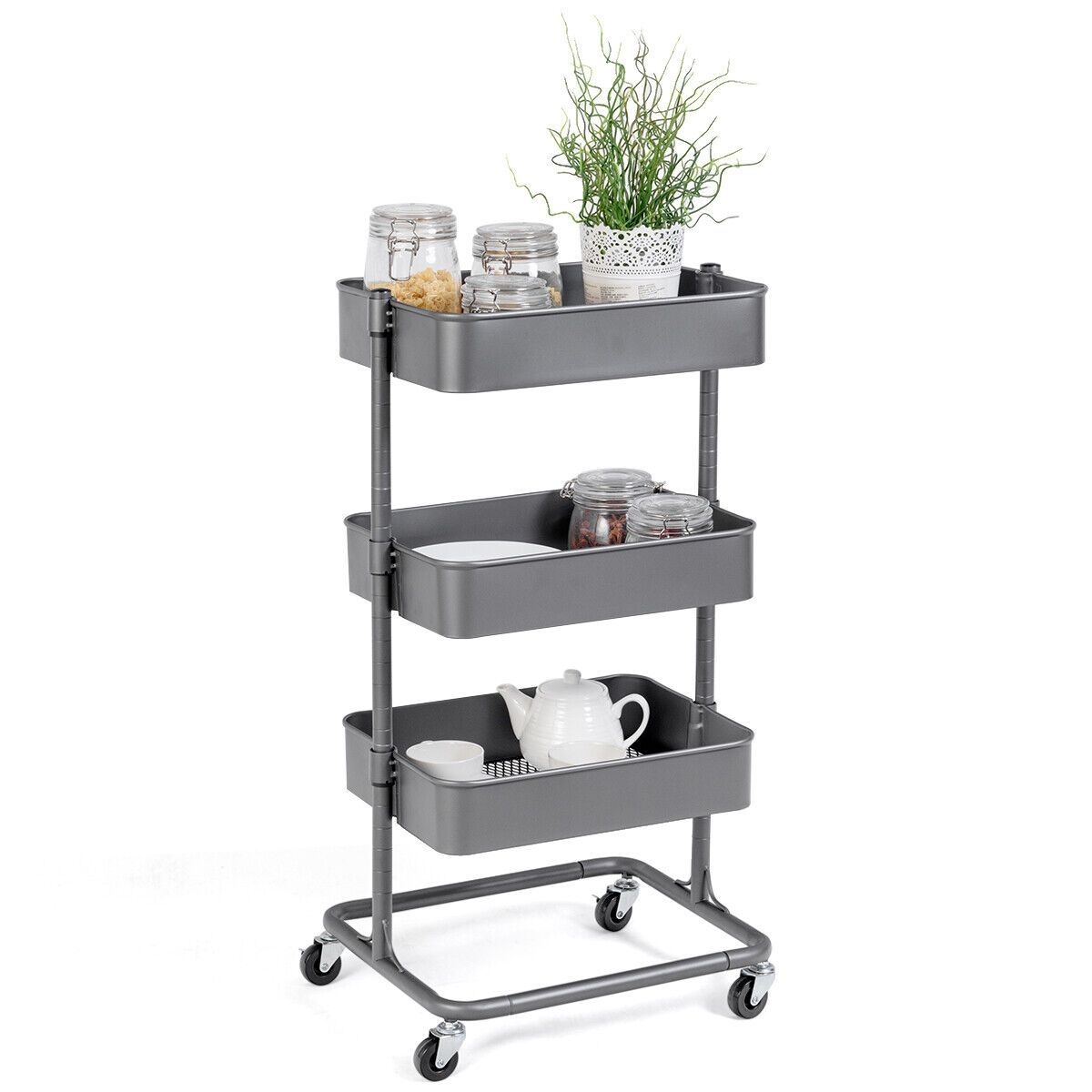 Tier Metal Rolling Utility Cart Storage-HA00899-Veeddydropshipping