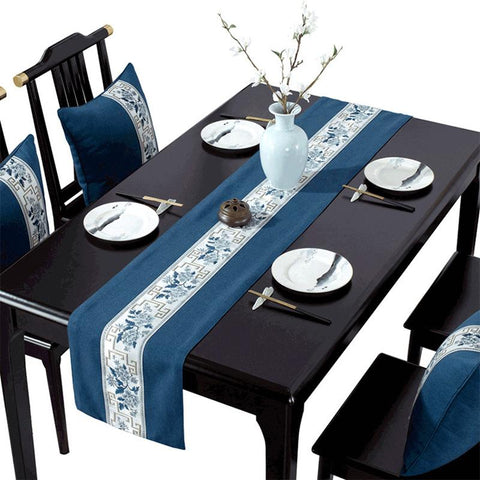 Table Runner Cotton Linen Jacquard Table-HA00550-Veeddydropshipping