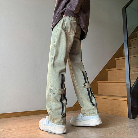 Wide Leg Casual Loose Pants Streetwear Denim-MF00655-Veeddydropshipping