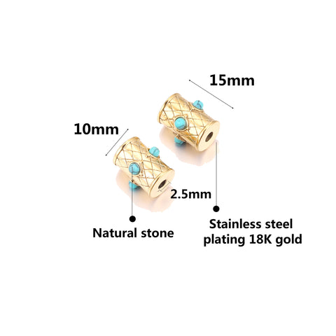 Steel Glasses Natural Stone Beads Enamel  Bead for DIY -JW01493-Veeddydropshipping