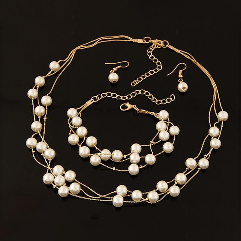 Multilayer Pearl Jewelry Set Luxury 2-Color Fashion   -JW00315-Veeddydropshipping