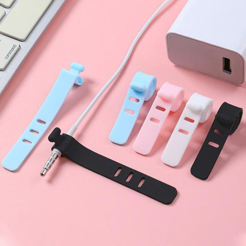 5pcs Silicone Data Cable Winder Headphone Clip Organizer Cord Tie for Power Mouse Headset-PA00867-Veeddydropshipping