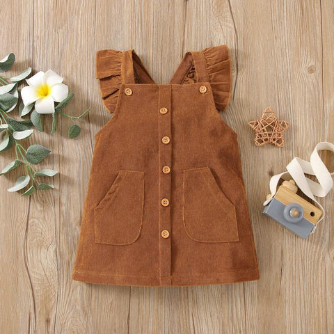 Infant Girls Spring Outfits Corduroy Square Neck-Veeddydropshipping