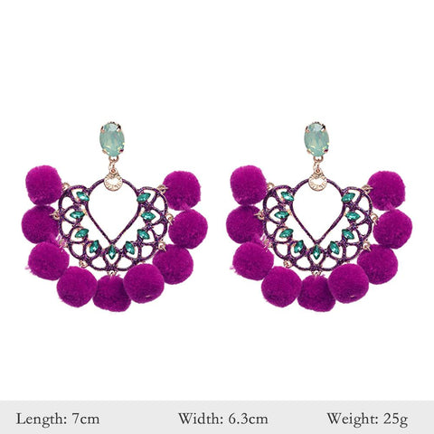 Elegant Purple Series Styles Metal Rhinestone Tassel Dangle Earrings -JW01443-Veeddydropshipping