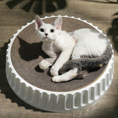 Round Cat Scratcher Pad Grinding Claws Cardboard-HA01418-Veeddydropshipping