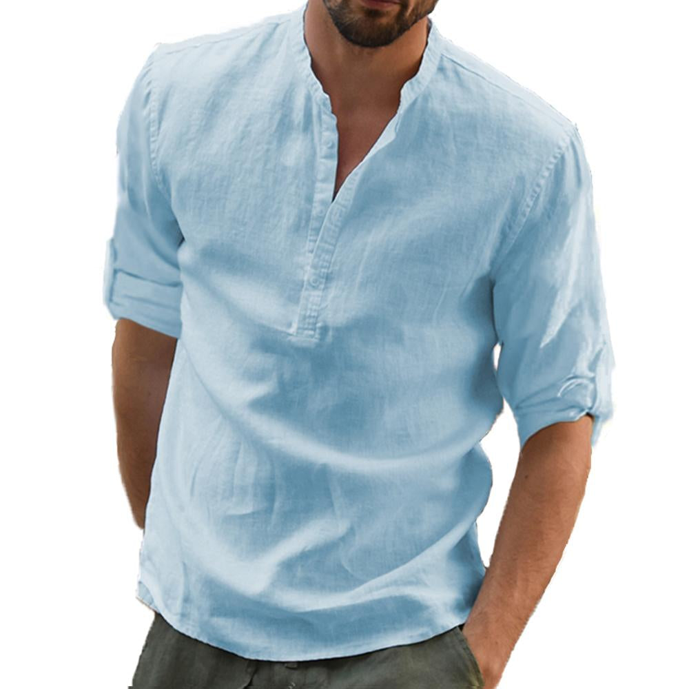 Casual Shirt Cotton Linen Shirt Loose Top Long Sleeve-Veeddydropshipping