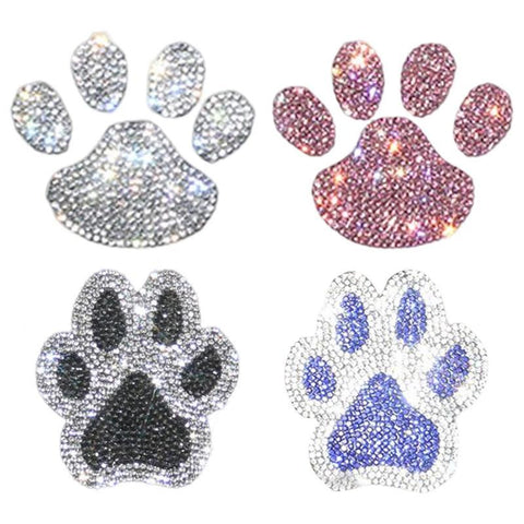 Crystal Dog Paw Print Car Stickers Bling Rhinestone Paw Decals Car Window-AM00076-Veeddydropshipping