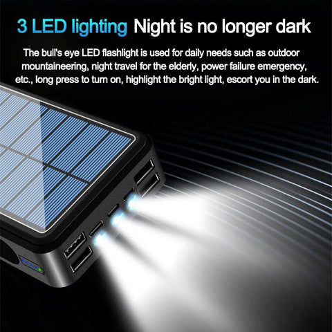 80000mAh Solar Power Bank with Large Capacity 4USB Port with LED Light Mobile Power-PA00457-Veeddydropshipping