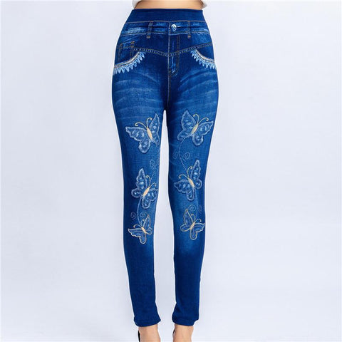 Women High Waist Fake Jeans-Veeddydropshipping