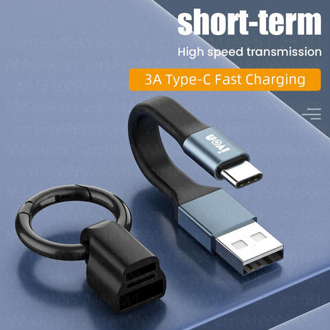 2 in 1 USB Mobile Data Cable Portable Short Mini Keychain-Veeddydropshipping