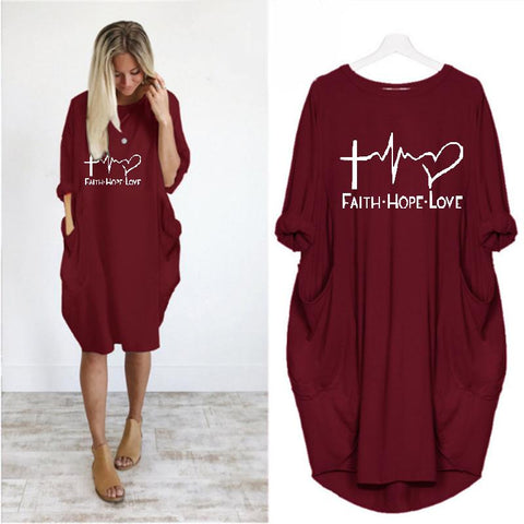 S-5XL Large Size Maternity Dress New Summer Round Neck Leisure Time Wide Pocket-TB00560-Veeddydropshipping